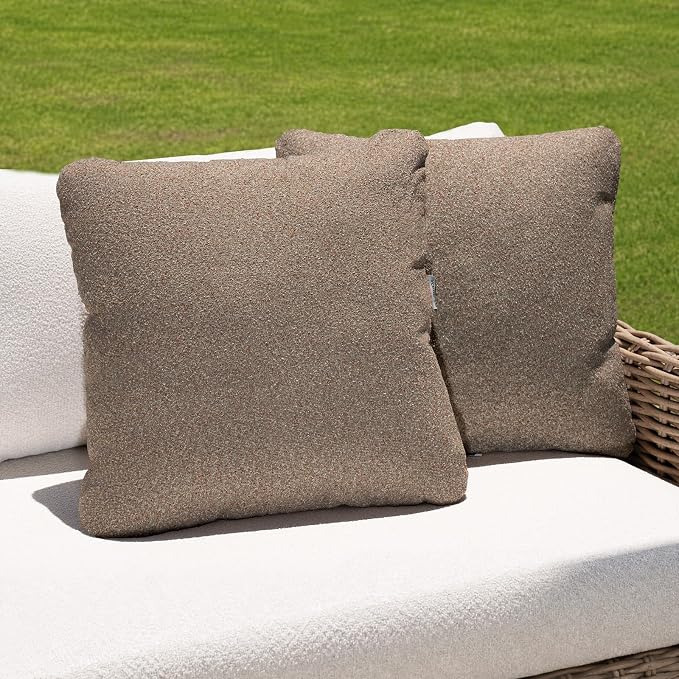 Outdoor Throw Pillow Set of 2 with Inserts, Outdoor Lumbar Pillow Water Resistant for Patio Furniture, 18x18 Inch Outdoor Pillows with Removable Zipper Cover