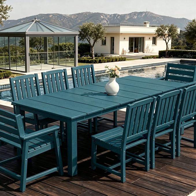 AreShark Patio Dining Chair Set of 2,All Weather HDPE Outdoor Dining Armless Chairs with Wide Seat and Backrest,Weatherproof Patio Chairs for Garden,Backyard,Deck,Navy Blue