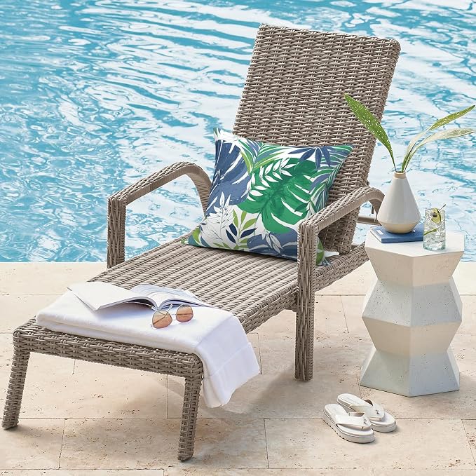 DYTXIII Pack of 2 Waterproof Outdoor Pillow with Inserts, 18x18 Square Patio Decorative Throw Pillow for Home,Sofa,Bench and Patio Furniture,Islamorada Blue Green