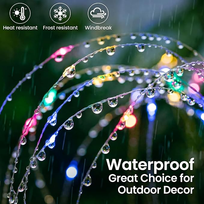 btfarm 2 Pack Solar Garden Lights Outdoor, 8 Modes Firework Lights Outside | 120LED, Waterproof Fairy Twinkle Light Solar Powered for Yard Christmas Pathway Lawn Pool Patio Decorative, Multicolor