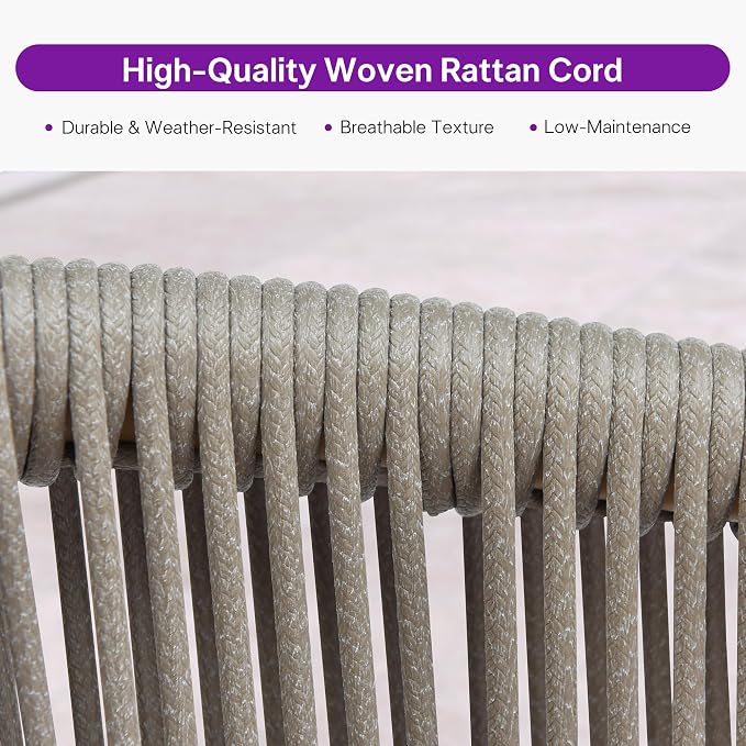 PURPLE LEAF Outdoor Dining Set for 8 with Waterproof Furniture Cover All Weather Patio Dining Set with Rectangular Aluminum Table and Wicker Dining Chairs for Garden Deck Backyard Kitchen, Teak
