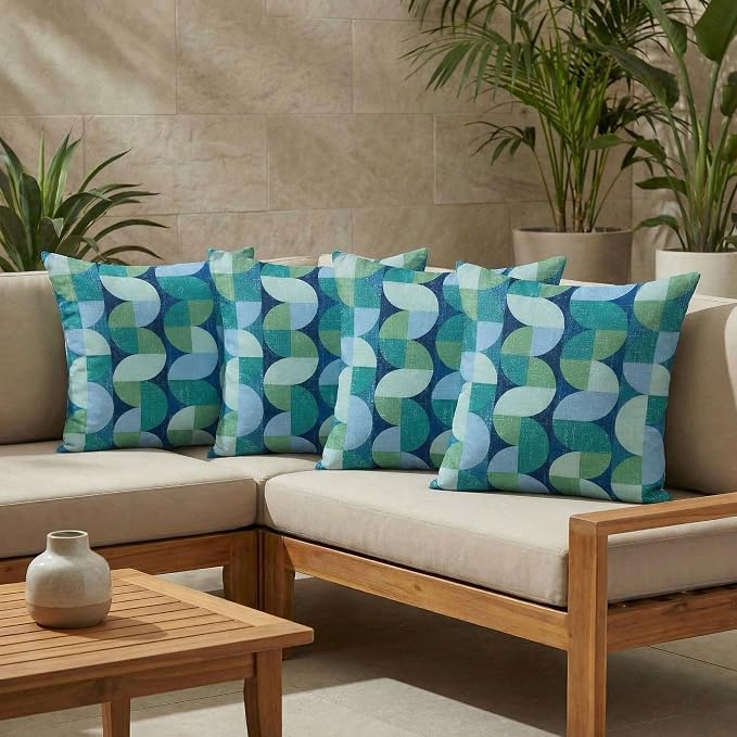 RSH DECOR Square Throw Pillows Set of 4, 24" x 24", Outdoor Pillows Waterproof, Outdoor Pillow Covers, Pillow Covers for Couch, Piermont Stone, Made in USA