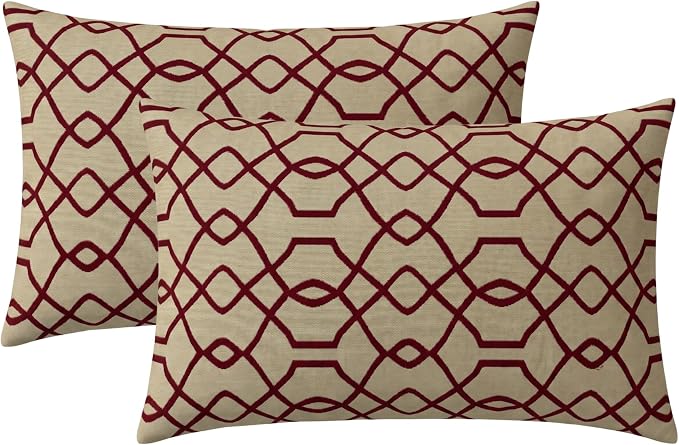 RSH DECOR: Sunbrella Jumbo Lumbar Pillows Set of 2 | 26" x 16" | Water and Fade-Resistant Fabric | Outdoor Pillow Covers with Down-Alternative Inserts | Made in USA (Folio Terracotta)