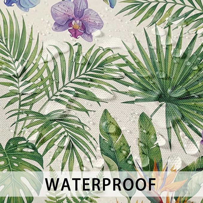 Throw Pillow Covers, Tropical Floral, 18 x 18 Inch, Set of 2 | Botanical Hawaiian Outdoor Waterproof Pillowcase Square Cushion Case Farmhouse Garden Decorative for Couch Beach Patio