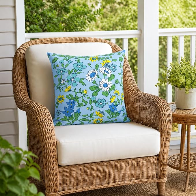 Outdoor/Indoor Decorative Throw Pillows 18×18 Inch | Pack of 2 Waterproof Decorative Throw Pillows with Inserts, Square Pillows for Bed, Couch, Sofa and Patio Furniture