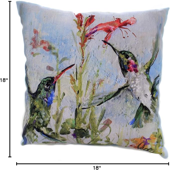 Home Decor Two Hummingbirds Pillow Polyester Climaweave Indoor Outdoor Sl2hmb