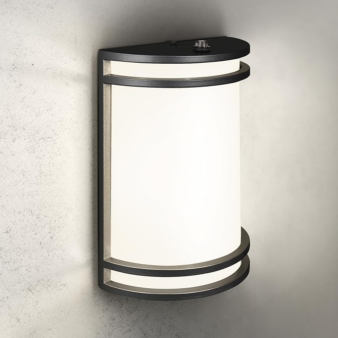 ASD 10 Inch Dusk to Dawn LED Outdoor Sconce Lights - 15W 120-277V 3000K-5000K Black Exterior Lighting Fixtures, Exterior Lights for House, Photocell Patio Wall Light Fixture ETL