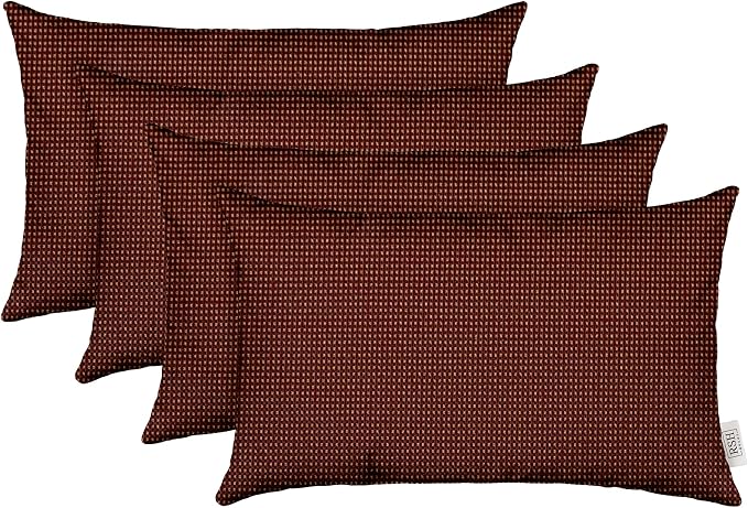 RSH DECOR: Jumbo Lumbar Throw Pillows Set of 4 | 26" x 16" | Indoor Outdoor for Patio Furniture | Water & Fade-Resistant | Includes Down-Alternative Inserts | Made in USA (Kieran Spice Burgundy)