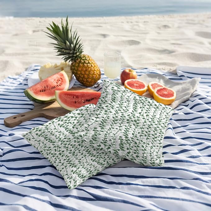 Green Ivy Leaves Outdoor Pillow Covers 26x26 Inch Throw Pillow Covers Set of 2 Waterproof Decorative Pillow Cases Spring Plants Botanical Modern Country Cushion Covers for Patio Furniture Garden Couch
