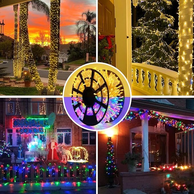 JMEXSUSS 500 LED Color Changing Christmas Lights | 163FT Warm White & Multicolor String With Remote, Plug-in for Tree House Indoor Outdoor Xmas Decor