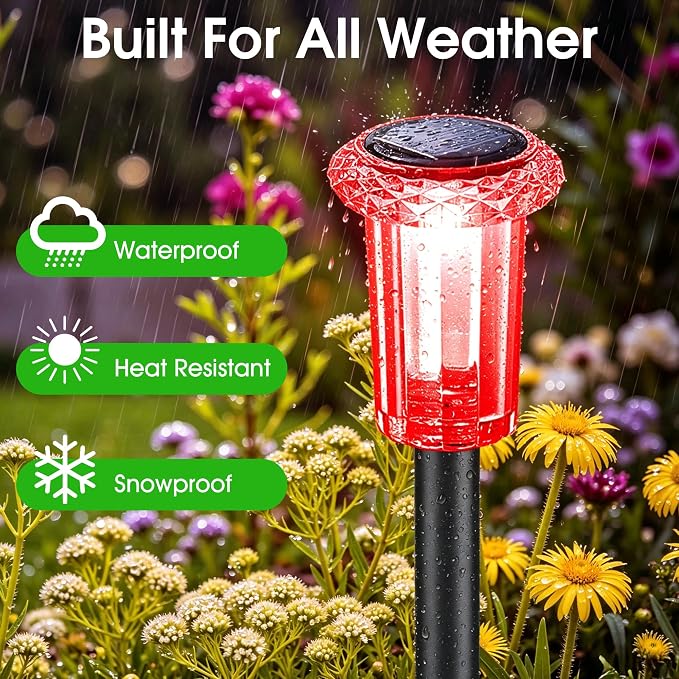 Eyrosa Solar Pathway Lights Outdoor Waterproof Starburst Pattern 15 Pack | Solar Outdoor Lights for Garden Yard Lawn Path Walkway Driveway Labdscape,Stake Lighting Outside Decor
