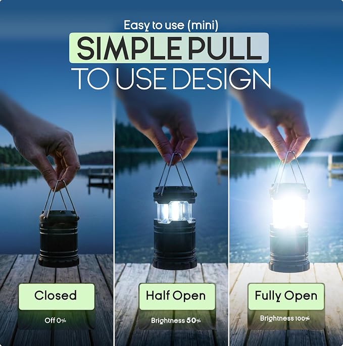 MalloMe Camping Lights Lantern Flashlights, Battery Powered Operated Lamp Lanterns for Power Outages, Camping Essentials Solar and Rechargeable Options for Outdoor, Home, Emergency, Hurricane Survival