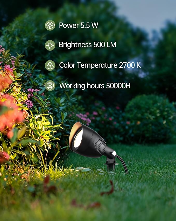 LITFIT Low Voltage Landscape Spotlights,12v Waterproof Outdoor Light,4Pack | Wired Flag Light with Connectors,5.5W 500LM Warm White 2700K LED Landscape Spotlights,Accent Lighting for Yard Tree Garden