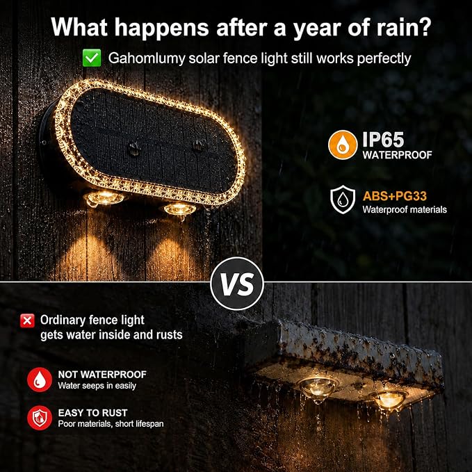 Solar Fence Lights Outdoor, IP65 Waterproof Wall Lighting with Dual Focused Brighter LED Up Down - 3000K/4000K/6000K Dusk to Dawn 12h for Backyard/Patio/Porch/Wall Decor（8 Pack）