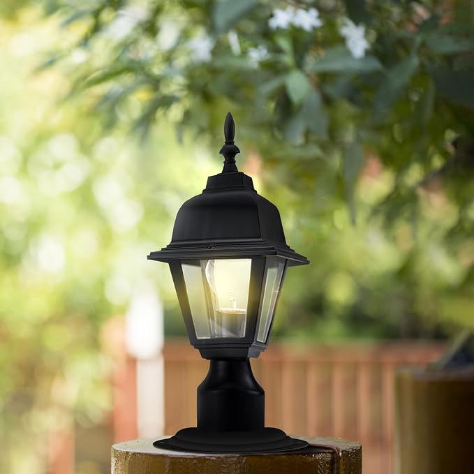 Design House Maple Street Outdoor Post Light with Clear Glass, Wet Rated for Driveway, Patio, and Garden, 507509 | Post Mount, Traditional, Aluminum, Lighting, 507509