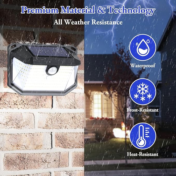6-Pack Solar Wall Lights Outdoor with 3 Modes & Reflector, Waterproof Bright 178 LEDs Motion Sensor Security Lights, Solar Powered Flood Lights for Patio Garden Yard Porch Garage Front Door