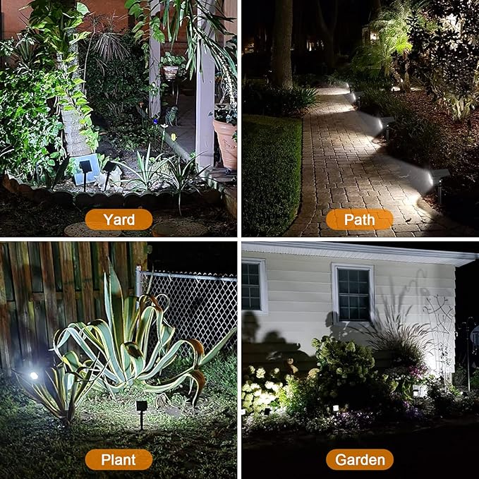 LANSOW Solar Spot Lights Outdoor, [12 Pack/76 LED] 2-in-1 Solar Landscape Spotlights, 3 Modes IP65 Waterproof Dusk to Dawn Solar Powered Flood Wall Lights for Outside Yard Garden Pathway(Cool White)