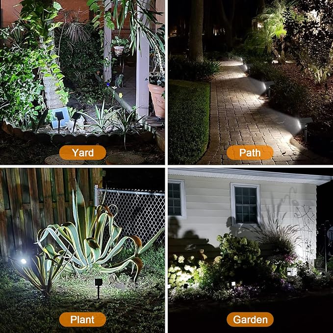 LANSOW Solar Spot Lights Outdoor, [76 LED/4 Pack] 2-in-1 Solar Landscape Spotlights, 3 Modes IP65 Waterproof Dusk to Dawn Solar Powered Flood Wall Lights for Yard Garden Pathway Outside(Cool White)