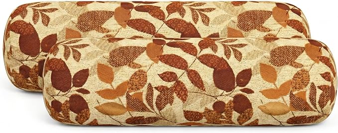 RSH DECOR: Sunbrella Neck Roll Pillows Set of 2 | 24” x 8” | Outdoor Bolster for Patio, Deck, Porch, or Poolside Chairs | Fade & Water-Resistant | Made in USA (Gentry Sequoia)