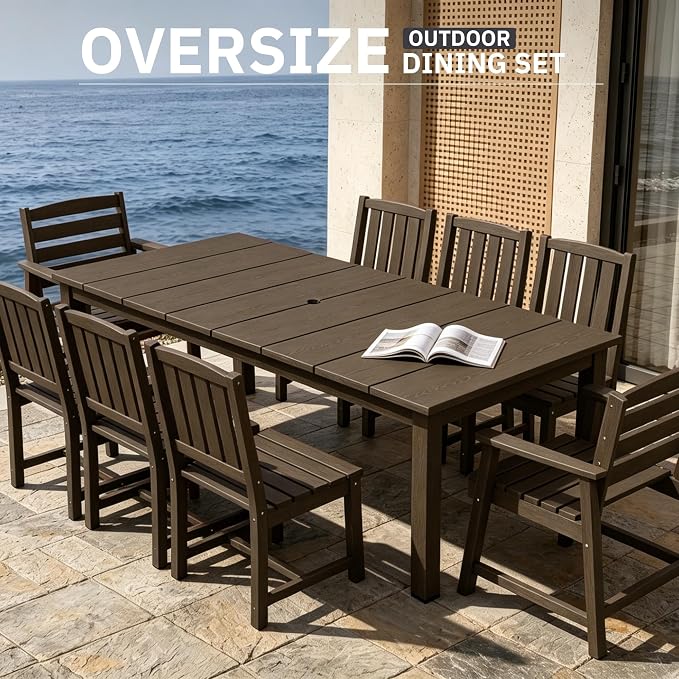 AreShark Patio Dining Chair Set of 2,All Weather HDPE Outdoor Dining Armless Chairs with Wide Seat and Backrest,Weatherproof Patio Chairs for Garden,Backyard,Deck,Coffee