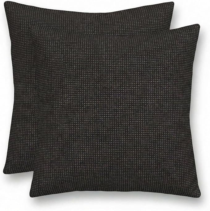 RSH DECOR: Sunbrella Square Throw Pillows Set of 2 | 22" x 22" | Water and Fade-Resistant Performance Fabric | Outdoor Pillow Covers with Down-Alternative Inserts | Made in USA (Fife Slate)