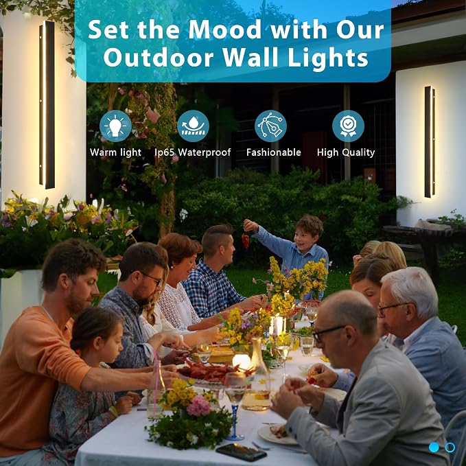 Outdoor Wall Light LED Long Wall Sconce 7.88in Ip65 Waterproof Black Modern Outdoor Lights 3000k 7W Metal Exterior Light Fixture for Porch Light Patio Front Door Yard Garden Villa Living Room