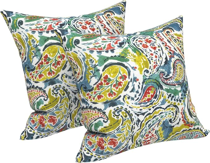 LVTXIII Outdoor Pillows 20x20 Inch, 2 Pack Large Decorative Square Throw Pillows with Inserts for Couch, Bed, Floor Seating, Patio Furniture, Paradise Paisley