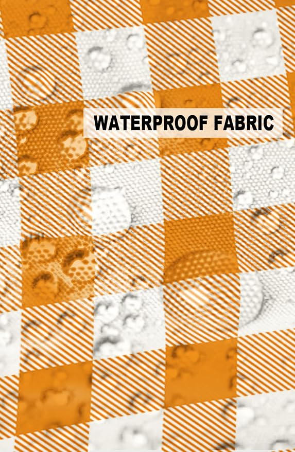 Outdoor Waterproof Throw Pillow Covers Set of 2 Orange Buffalo Check Plaid Pillowcases 20x20 Inches Farmhouse Style Patio Decorative Pillows Cushion Case Patio Pillows for Couch Bed Chair Garden