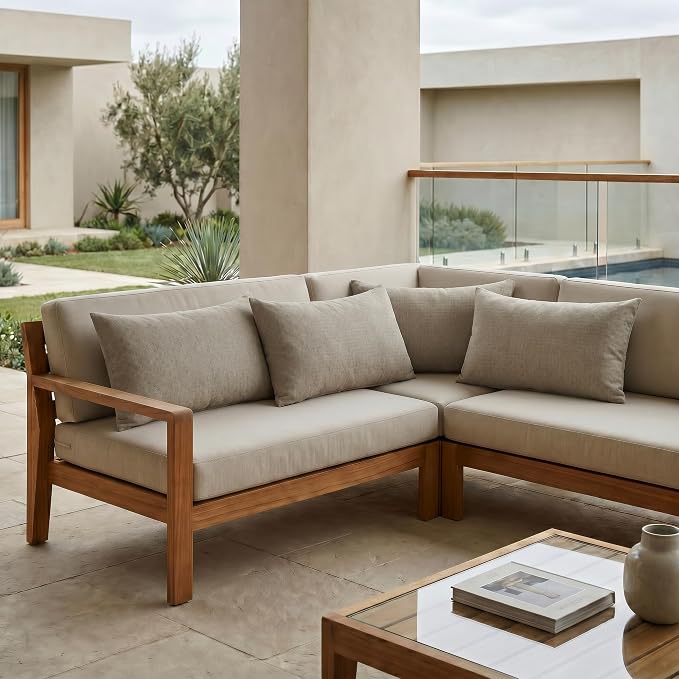 RSH DECOR: Sunbrella Jumbo Lumbar Pillows Set of 4 | 26" x 16" | Indoor Outdoor – Patio, Lounge, Adirondack | Water & Fade-Resistant | Down-Alternative Inserts | Made in USA (Dots Nice Shale)