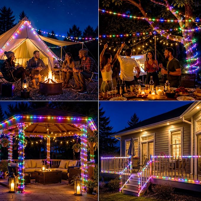 Vigdur 33FT Solar Rope Lights Outdoor with Remote, 100 LEDs, 18 Colors | IP65 Waterproof, 8 Modes, Remote Control, 3 Timer Option, Solar Lights Outdoor for Pool Fence Tree Garden And Christmas Decor
