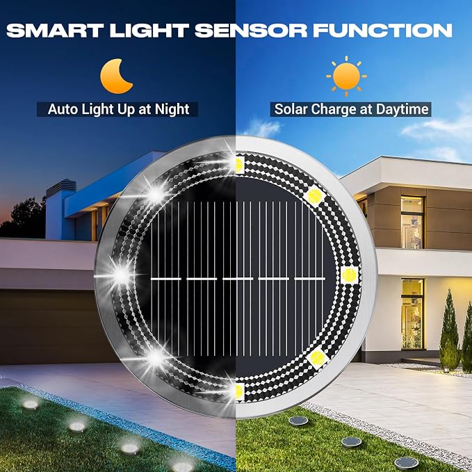 Solar Lights Outdoor Waterproof, 12 Pack Solar Lights for Outside, Anti-Rust, Solar Garden Lights Landscape Lighting for Pathway Yard Lawn Walkway Driveway, Cool White