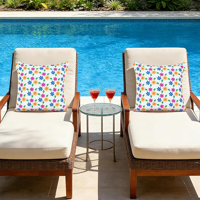 Eternal Beauty 20''x20'' Set of 2 Outdoor Pillow Covers Decorative Pillow Covers for Fall Couch Pillows (Yellow-Blue Flower, 20" x 20" (Pack of 2))
