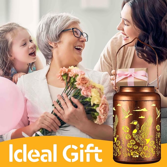 Solar Lanterns Outdoor Waterproof Garden Decor Birthday Gifts for Women | Metal Hanging Solar Lights Birthday Gifts for Grandma Mom Solar Decoration Outside for Yard, Patio, Porchh(Wild Goose)