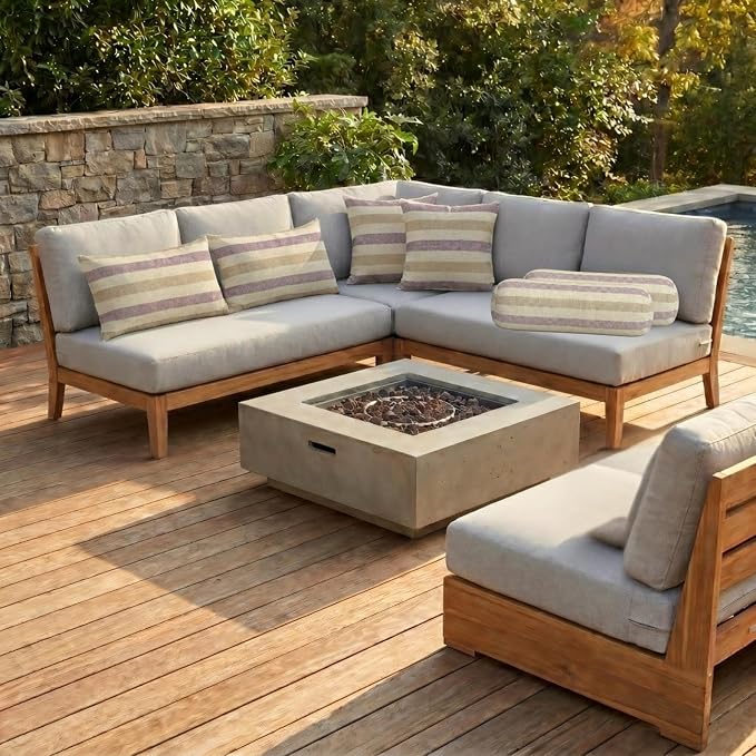 RSH DECOR: 6-Pack Pillow Set | Sunbrella Performance Fabric |Water & Fade-Resistant| 17" Square, 20"x12" Lumbar, 20"x6" Neck Roll | Outdoor Pillows for Patio Furniture | Made in USA (Paris Lavendar)