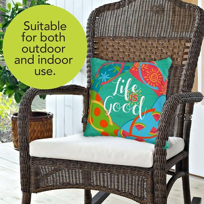 Briarwood Lane Indoor/Outdoor Pillow 17x17 Flip Flops Summer Decorative for Summer Pillow