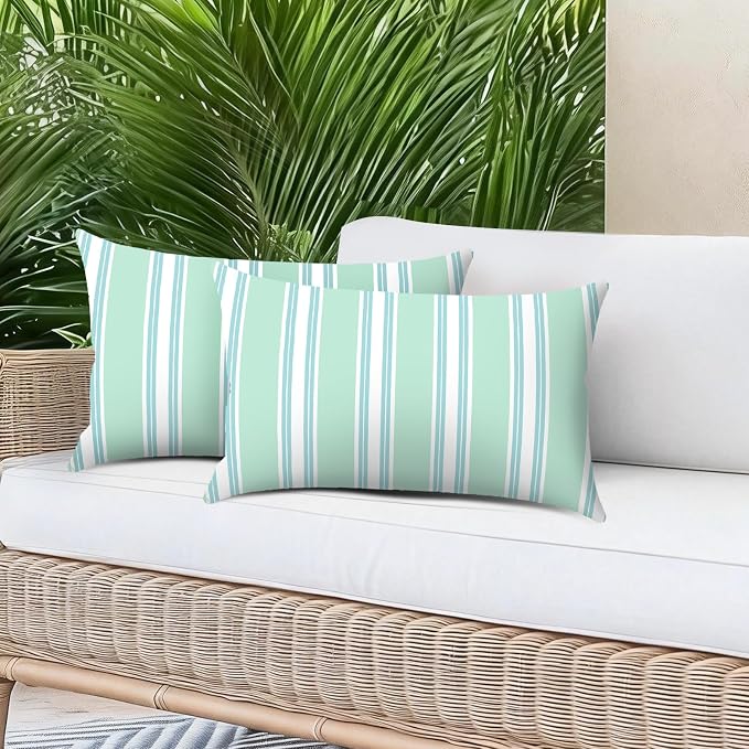 Outdoor Pillows for Lounge Chair Head Resting 2 Pack Waterproof | Headrest Lumbar Pillows with Adjustable Strap for Recliner Beach Pool Lounger Chair, Green
