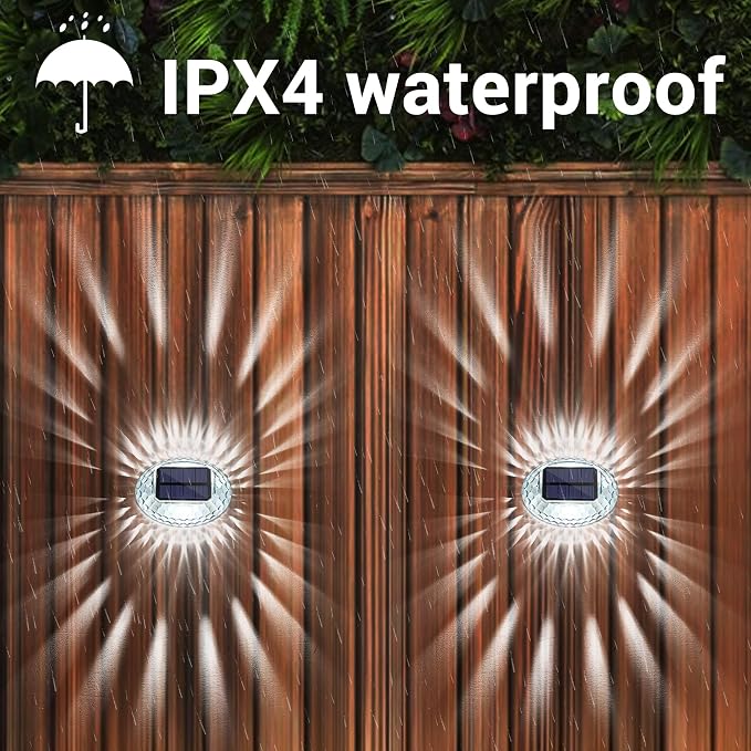 LYHOPE Solar Fence Lights Outdoor, IP65 Waterproof Solar Light for Outside, 6 Pack Deck Light for Backyard Railing Patio Deck Fence Stair Railing Wall Outdoor Decorations(Cool White)