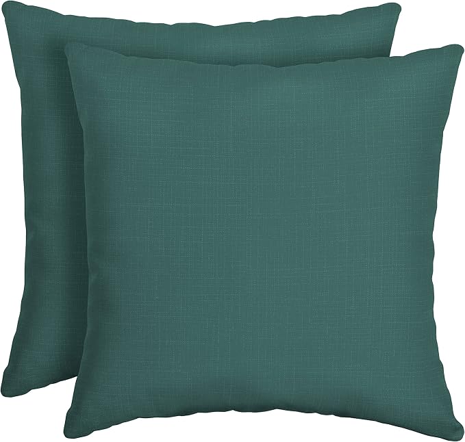 Arden Outdoor Toss Pillow, 2-Pack, 16x16, Peacock Blue Green | Indoor/Outdoor Décor, Rain-Proof, Fade Resistant, Mold and Mildew Resistant