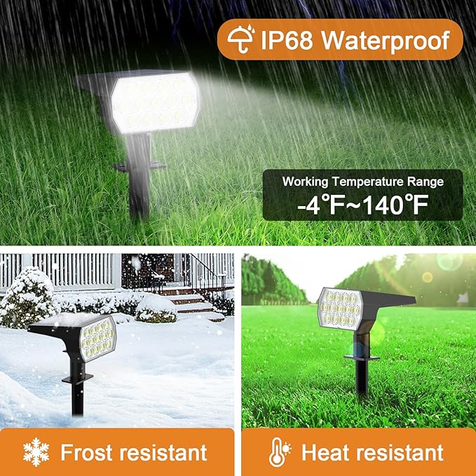 WELALO Solar Spot Lights Outdoor, IP68 Waterproof, 65 LED, Cool White | 3 Lighting Modes, 6 Pack Solar Spotlights for Outside Yard Garden Pathway Landscape Walkway Driveway Garage House Lawn Tree