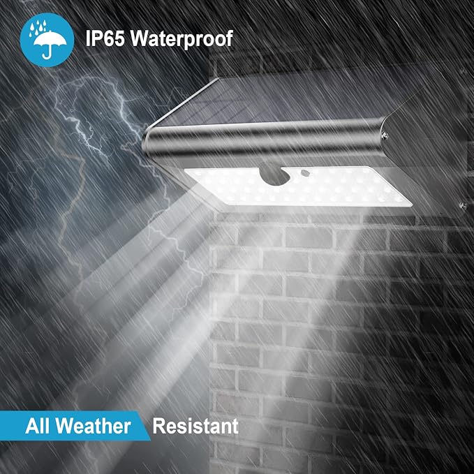 Super Bright Solar Lights Outdoor IP65 Water Proof, 1100 Lumens Wireless LED Motion Sensor Light, Aluminum Metal Housing Security Lights Flood Wall Lights, 1 Pack (Daylight)