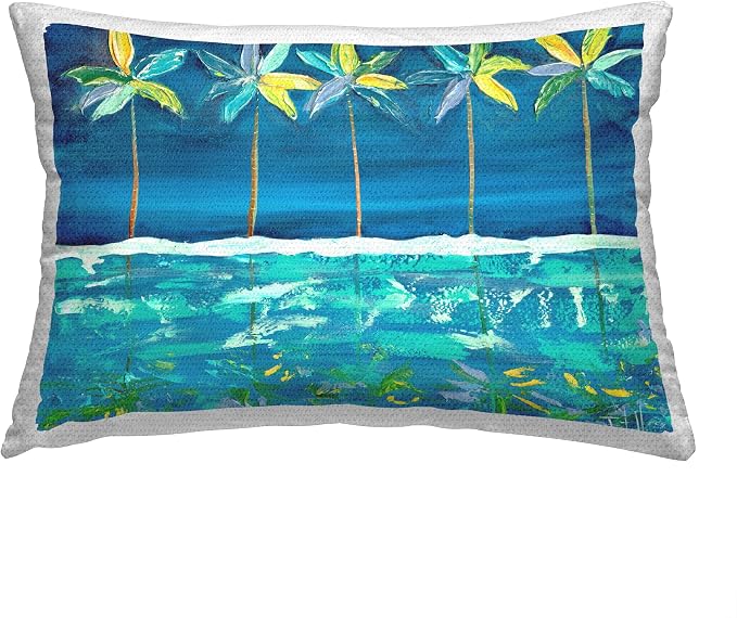 Stupell Industries | Green & Blue Palms, 14 x 20 | Outdoor Pillow, Made in USA - By Estelle Grengs