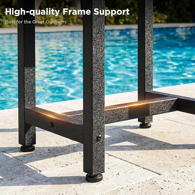 ODK Outdoor Side Tables Set of 2, Adirondack Patio End Table with Weather-Resistant Waterproof Top for Hot Tub Garden, Balcony, Poolside, 2PCS, Black