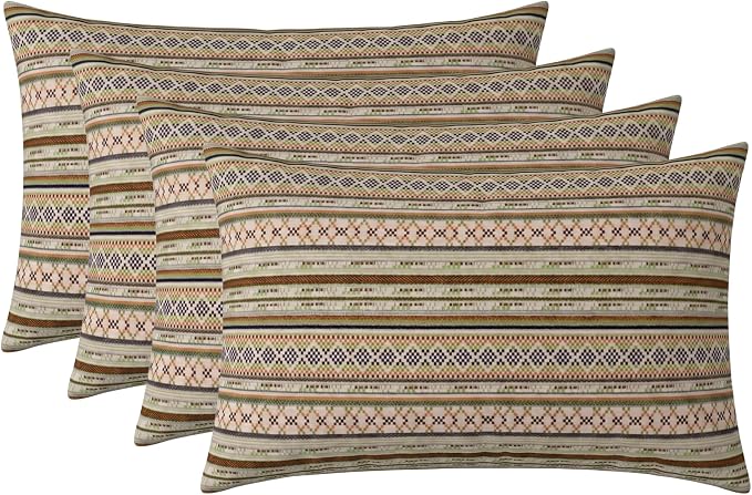 RSH DECOR: Sunbrella Jumbo Lumbar Pillows Set of 4 | 26" x 16" | Indoor Outdoor – Patio, Lounge, Adirondack | Water & Fade-Resistant | Down-Alternative Inserts | Made in USA (Chimayo Dew)