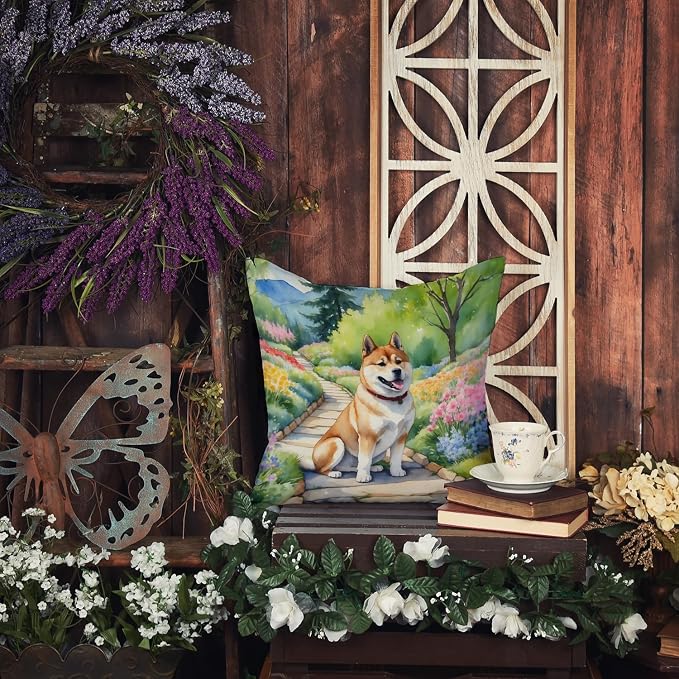 Caroline's Treasures Akita Spring Garden Throw Pillow Machine Washable, Indoor Outdoor Decorative Pillow for Couch, Bed or Patio, 18Hx18W