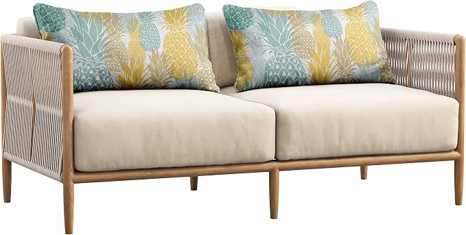 Indoor/Outdoor Polyester Fabric Lumbar Pillow Cover, All-Weather Waterproof Rectangular Cushion Case for Patio Furniture, 12 x 20 Set of 2 - Pineapple-25