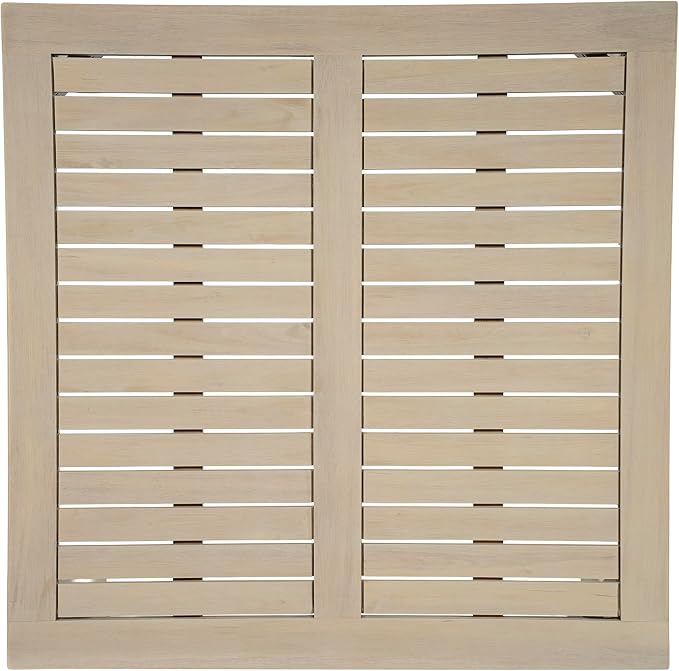 Christopher Knight Home Mason Outdoor Coffee Table for Patio Furniture Set, Weather Resistant Acacia Wood Accent Table With Slatted Dessign, Rustic Square Side Table for Yard Garden Porch, Light White