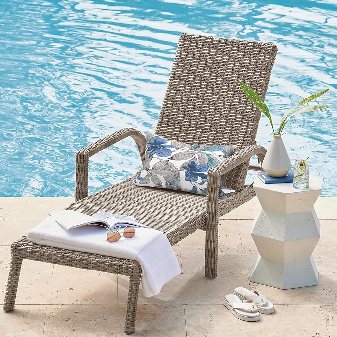 DYTXIII Pack of 2 Outdoor Waterproof Lumbar Pillow Covers ONLY, 12x20 Rectangle Decorative Double Printed Pillow Cases for Patio Couch Porch Furniture - Clemens Noir Blue
