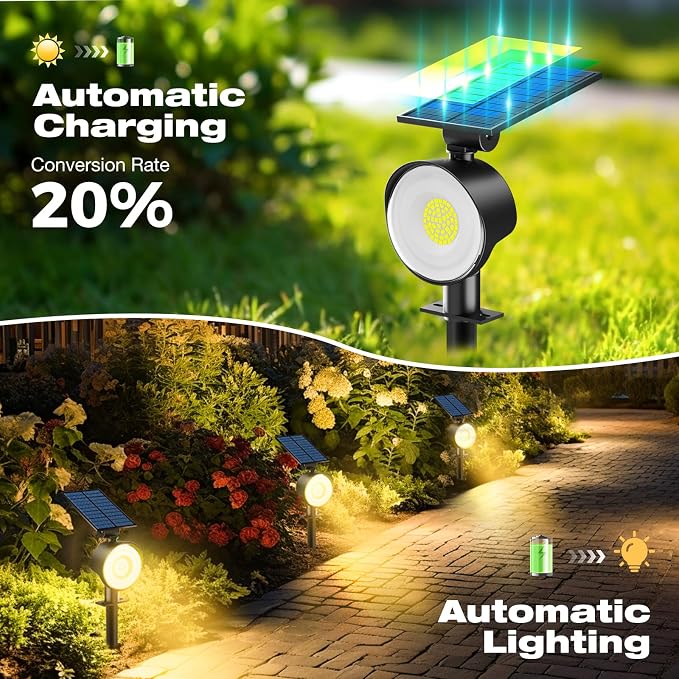 nipify Solar Spot Lights Outdoor Waterproof, Landscape Spotlights | Warm White, 6 Pack/53 LED/3 Modes, Adjustable Solar Panels, Auto On/Off, Uplights Lighting for Outside Tree Yard Flag Garden