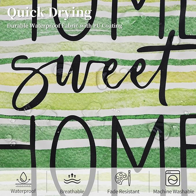 cygnus Spring Summer Waterproof Outdoor Pillow Covers 18x18 Inch Set of 4 Home Sweet Home Bless Home Daisy Striped Outdoor Pillows for Patio Furniture Garden Bench Proch Balcony,Green