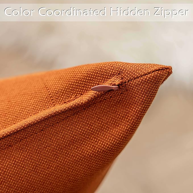Home Brilliant Outdoor Pillow Covers Decorations Outdoor Pillows Covers 18x18 Pumpkin Throw Pillow Covers for Patio Porch, 18 x 18 cm, Set of 4, Burnt Orange